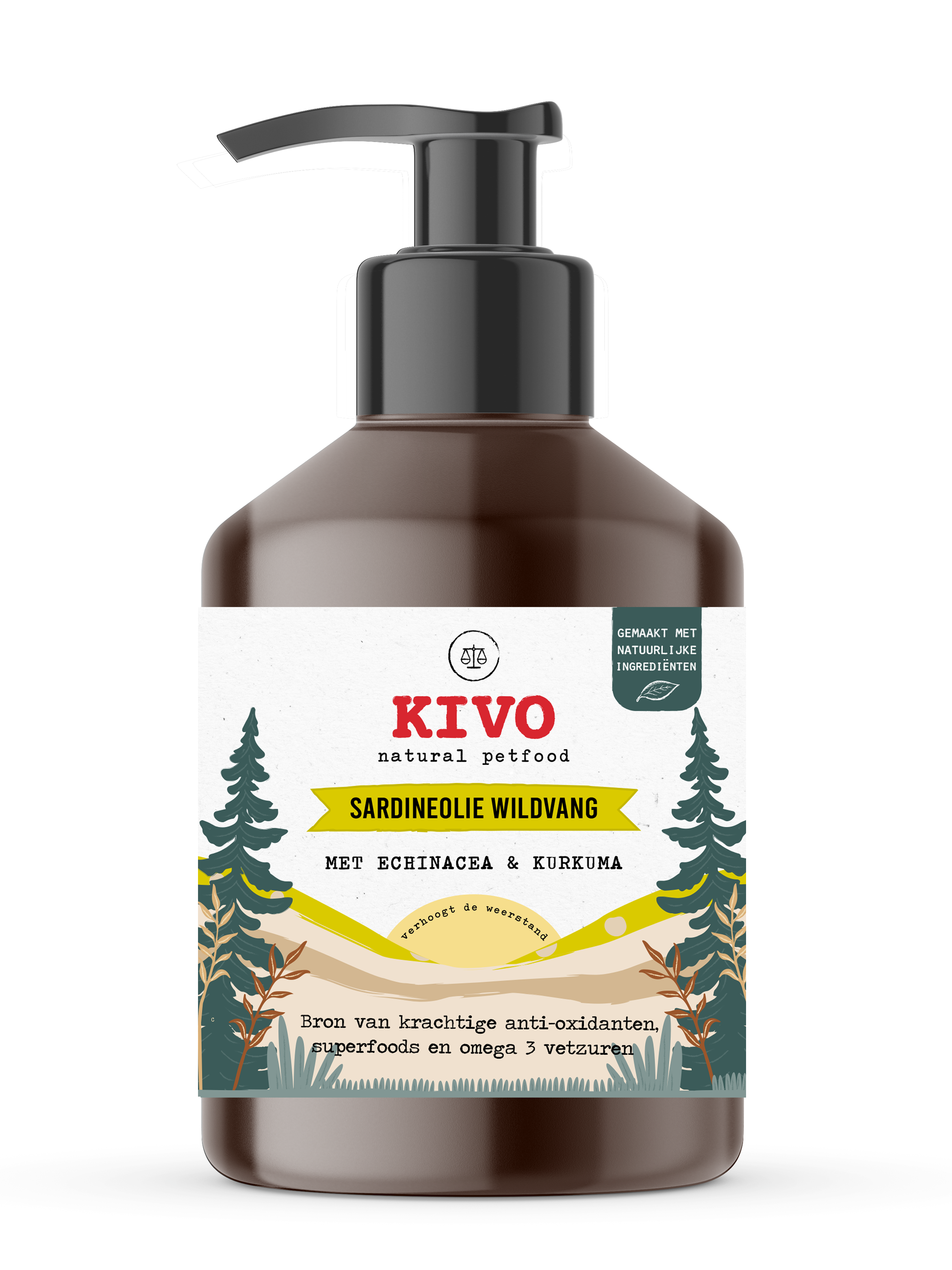 Kivo Sardineolie Echinacea & Kurkuma 500ml